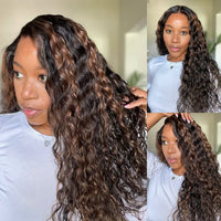 Perismoda Water Wave 360 Lace Frontal Wig Pre-Bleached & Pre-Cut Brown Balayage with Invisi Strap Adjustable Fit