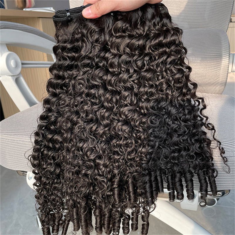 Burmese Curly Hair Indian Human Hair 3 Bundles With 4x4 Lace Closure - Perismoda Hair