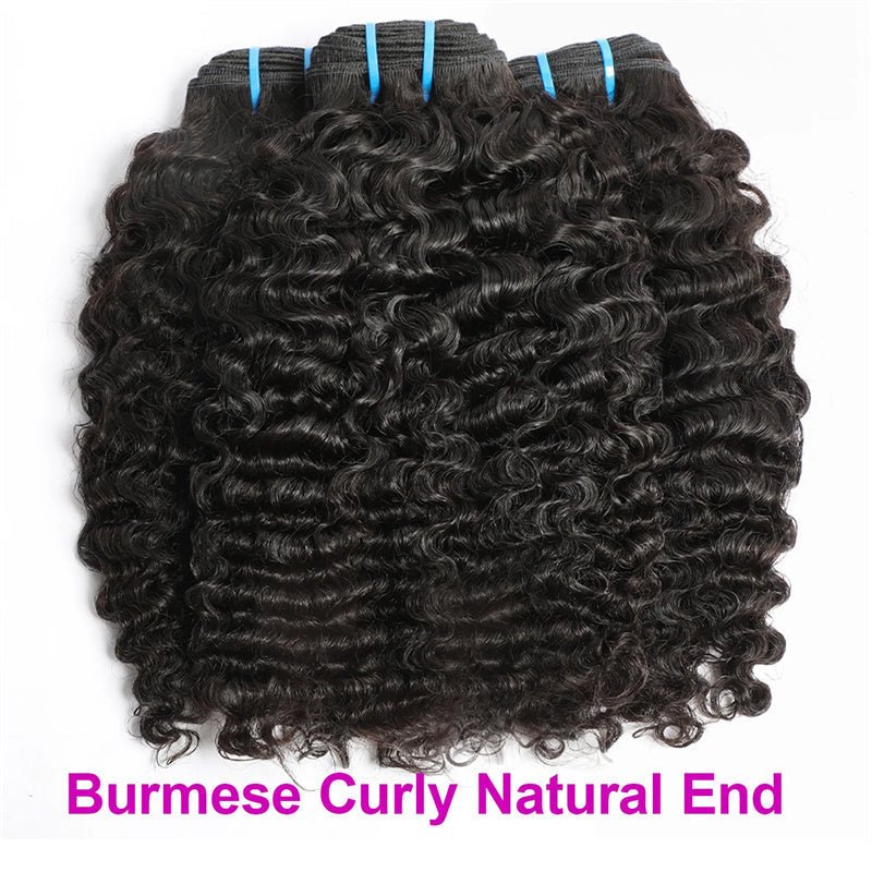 Burmese Curly Hair Indian Human Hair 3 Bundles With 4x4 Lace Closure - Perismoda Hair