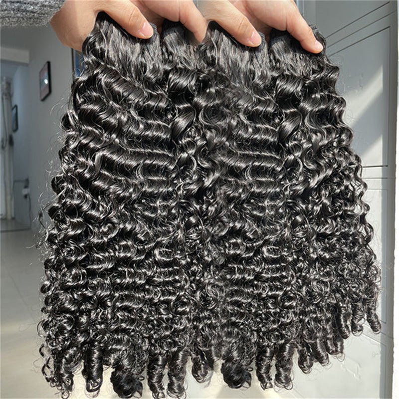 Burmese Curly Hair Indian Human Hair 3 Bundles With 4x4 Lace Closure - Perismoda Hair