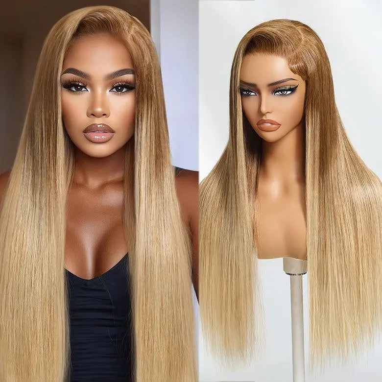 Perismoda Ready to go Ombre Golden Blonde Straight Pre-bleached invisible knots 7x5 Glueless Lace Wig