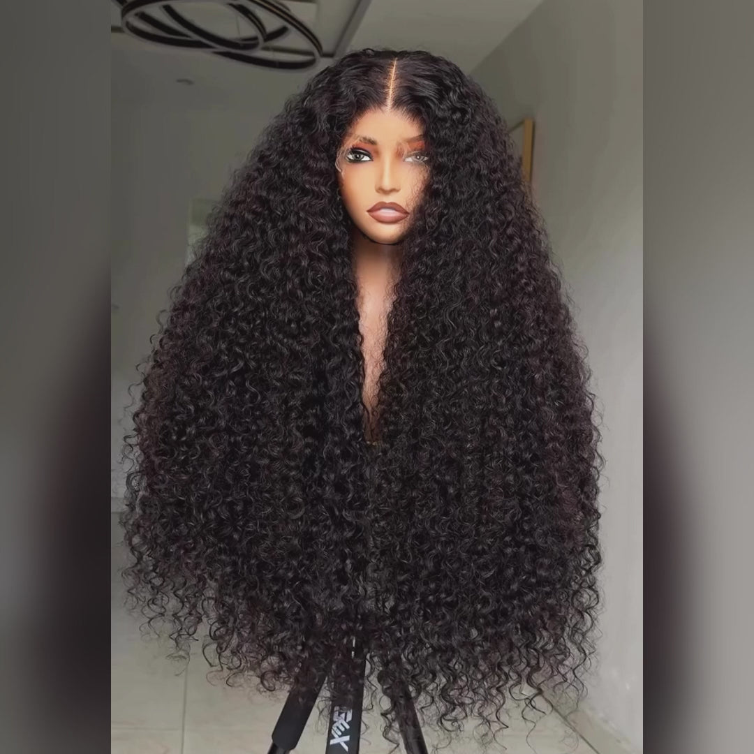 Perismoda 300% Density Spanish Curly 13X4 Lace Front Wig Virgin Human Hair Pre Plucked HD Lace Wigs