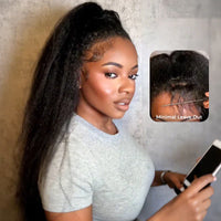Perismoda 3 In 1  Wear Go Half Wig Invisible Hairline Kinky Straight Flip Over Wig Glueless For Beginner Fridenly
