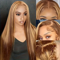 Perismoda 13x4 Brown and Blonde P4/27 Wig HD Lace Pre-Bleached Pre-Plucked