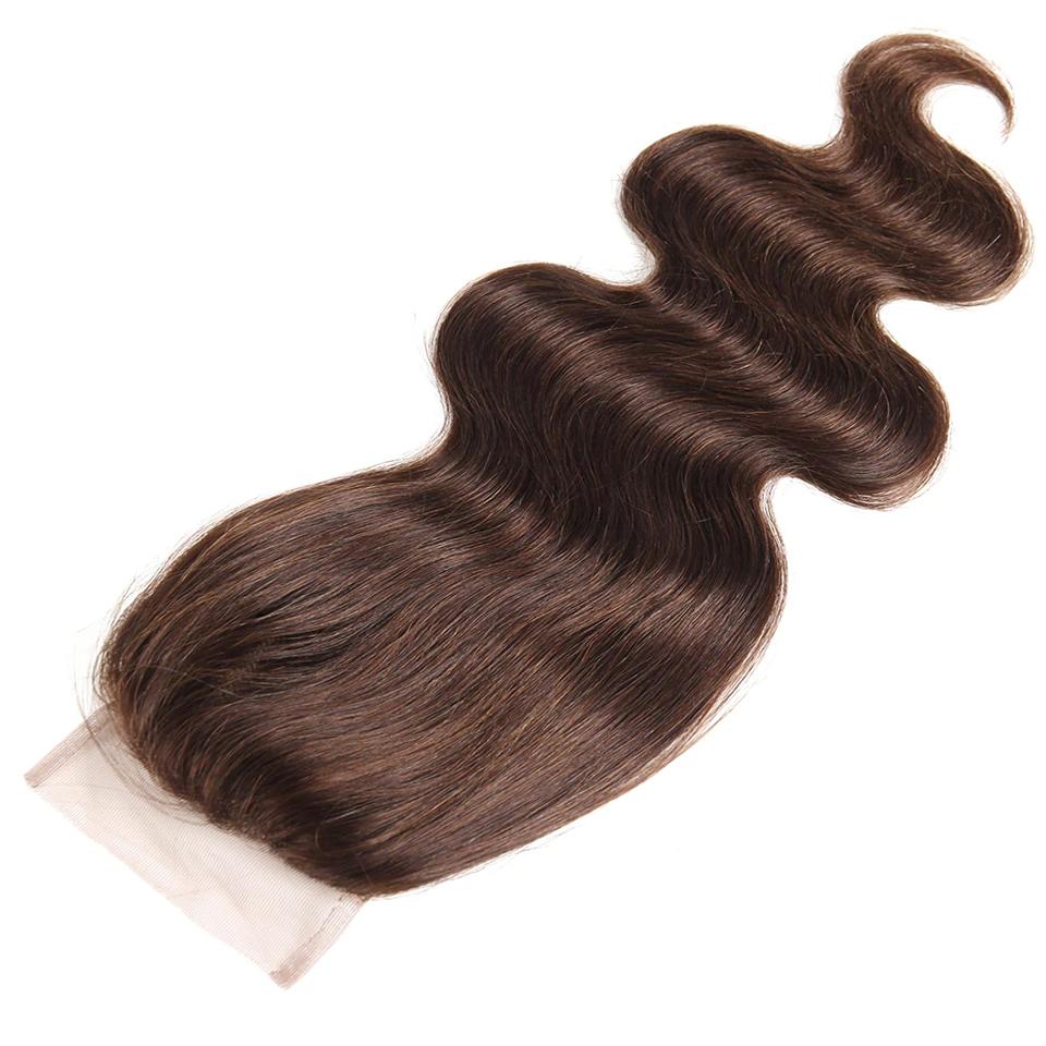 Chocolate Brown Body Wave 3 Bundles With 4X4 Lace Closure 100% virgin human hair - Perismoda Hair