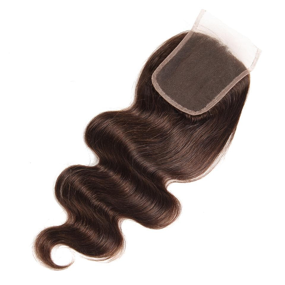 Chocolate Brown Body Wave 3 Bundles With 4X4 Lace Closure 100% virgin human hair - Perismoda Hair