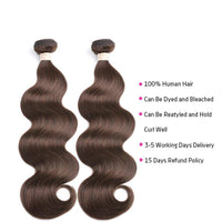 Chocolate Brown Body Wave 3 Bundles With 4X4 Lace Closure 100% virgin human hair - Perismoda Hair