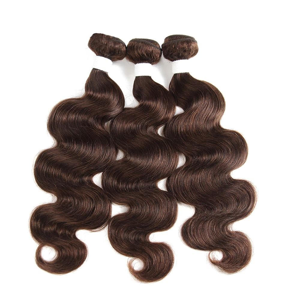 Chocolate Brown Body Wave 3 Bundles With 4X4 Lace Closure 100% virgin human hair - Perismoda Hair