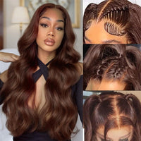 Chocolate Brown Colored Lace Front Wigs Human Hair with Baby Hair Body Wave 13x4 Wigs Pre Plucked - Perismoda Hair