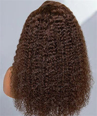 Chocolate Brown Kinky Curly Lace Front Wig Human Hair 13x6 Transparent Lace Frontal Wigs 180% Density - Perismoda Hair