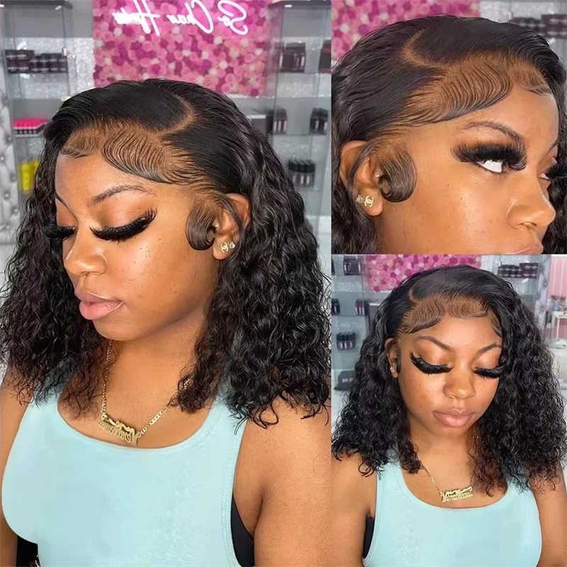 Perismoda Burmese Curly Human Hair Bob Wig 13x4 Invisiable Lace Short Bob Wigs