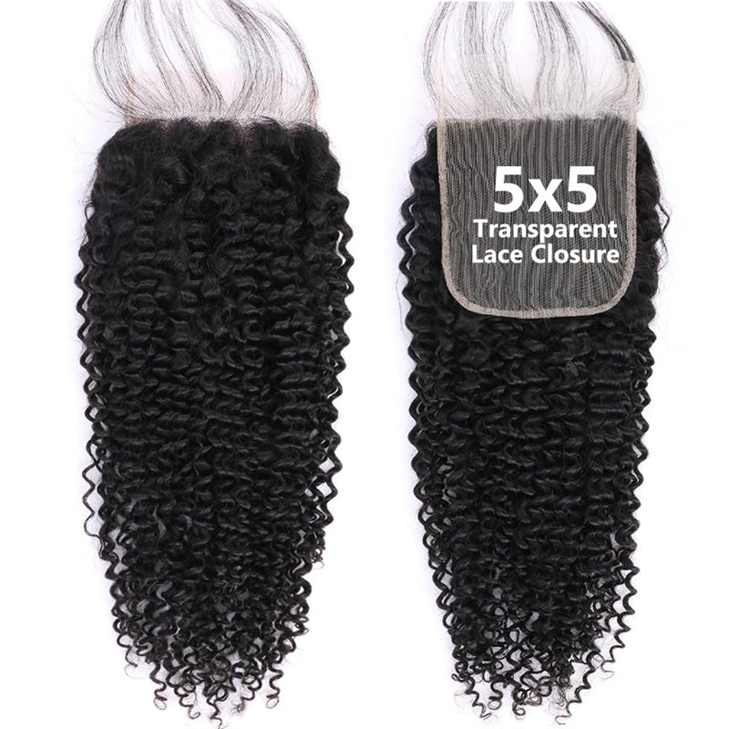 Perismoda Curly Wave 5x5 Transparent HD Lace Closure Virgin Human Hair Frontal Closure