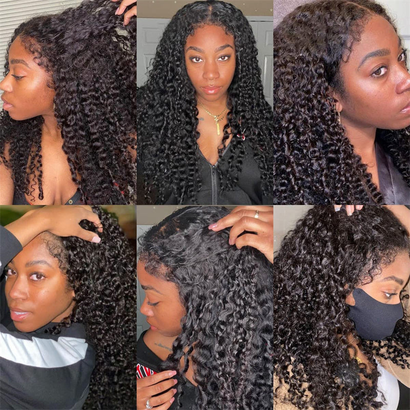 Perismoda 4C Edges Curly Baby Hair 13x4 13x6 HD Invisible Lace Frontal Kinky Curly Human Hair Wigs with Natural 4C Edges