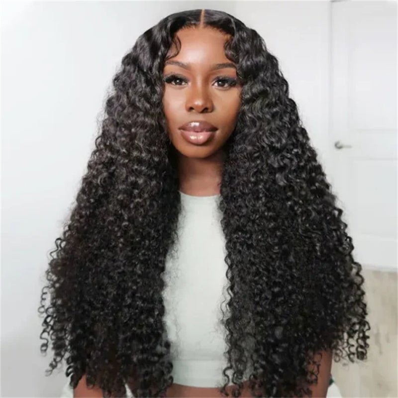 Curly Human Hair Transparent Lace Front Wig 6X6 Lace Closure Wig Pre Plucked For Women 210% Density - Perismoda Hair