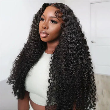 Curly Human Hair Transparent Lace Front Wig 6X6 Lace Closure Wig Pre Plucked For Women 210% Density - Perismoda Hair