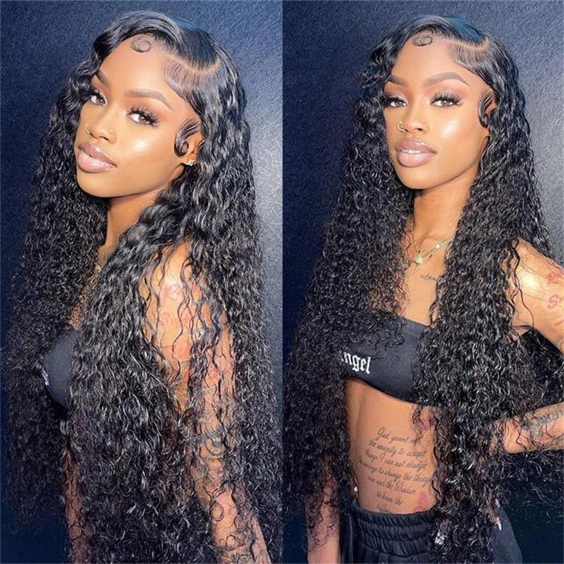 Curly Human Hair Transparent Lace Front Wig 6X6 Lace Closure Wig Pre Plucked For Women 210% Density - Perismoda Hair