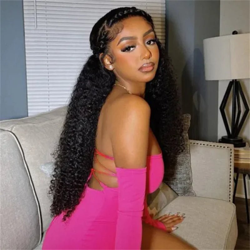 Curly Human Hair Transparent Lace Front Wig 6X6 Lace Closure Wig Pre Plucked For Women 210% Density - Perismoda Hair