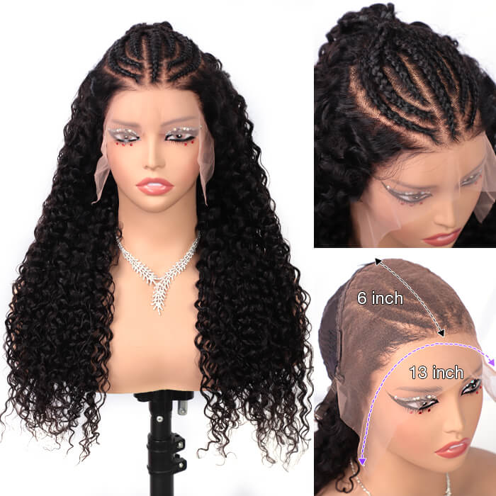 Curly Pre Braided Lace Front Wig 13x6 Full Lace Pre Bleached Wig - Perismoda Hair