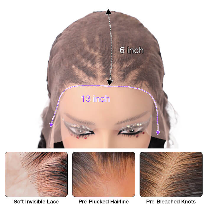 Curly Pre Braided Lace Front Wig 13x6 Full Lace Pre Bleached Wig - Perismoda Hair