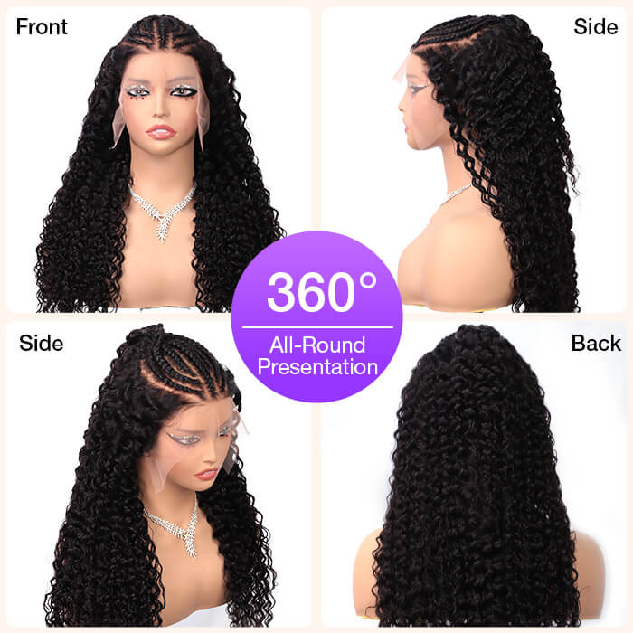 Curly Pre Braided Lace Front Wig 13x6 Full Lace Pre Bleached Wig - Perismoda Hair