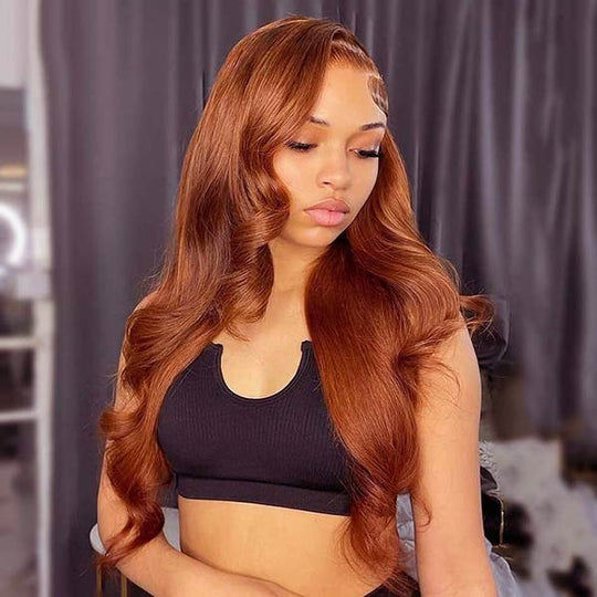 Copper Brown 35# Body Wave 13x4 Lace Front Wig