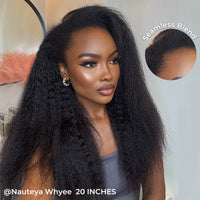Perismoda 3 In 1  Wear Go Half Wig Invisible Hairline Kinky Straight Flip Over Wig Glueless For Beginner Fridenly