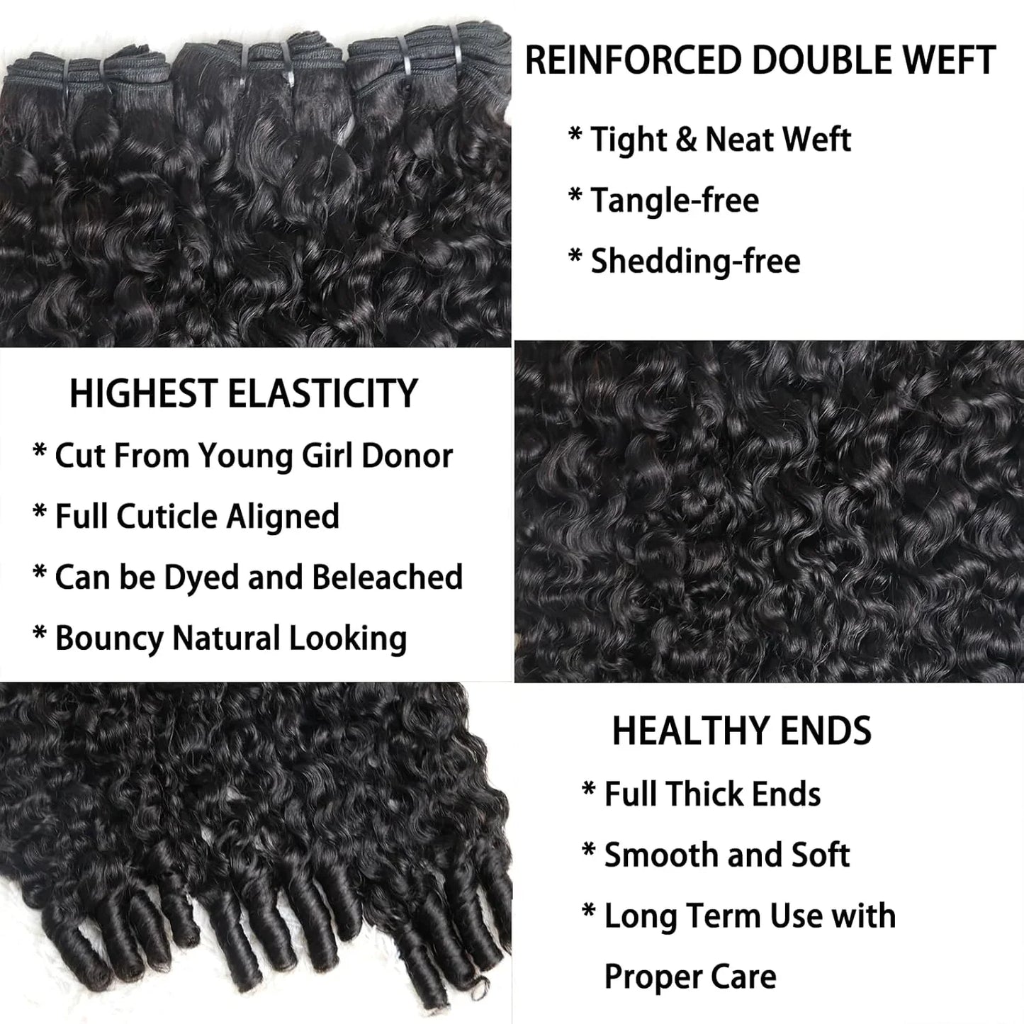 Perismoda 3 Pc/Pack Burmese Curly Human Hair 3 Bundles With Twist Out Ends Human Hair