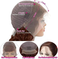 Dark Brown Water Wave 13x4 Transparent Lace Front Human Hair Wigs Pre Plucked With Baby Hair - Perismoda Hair