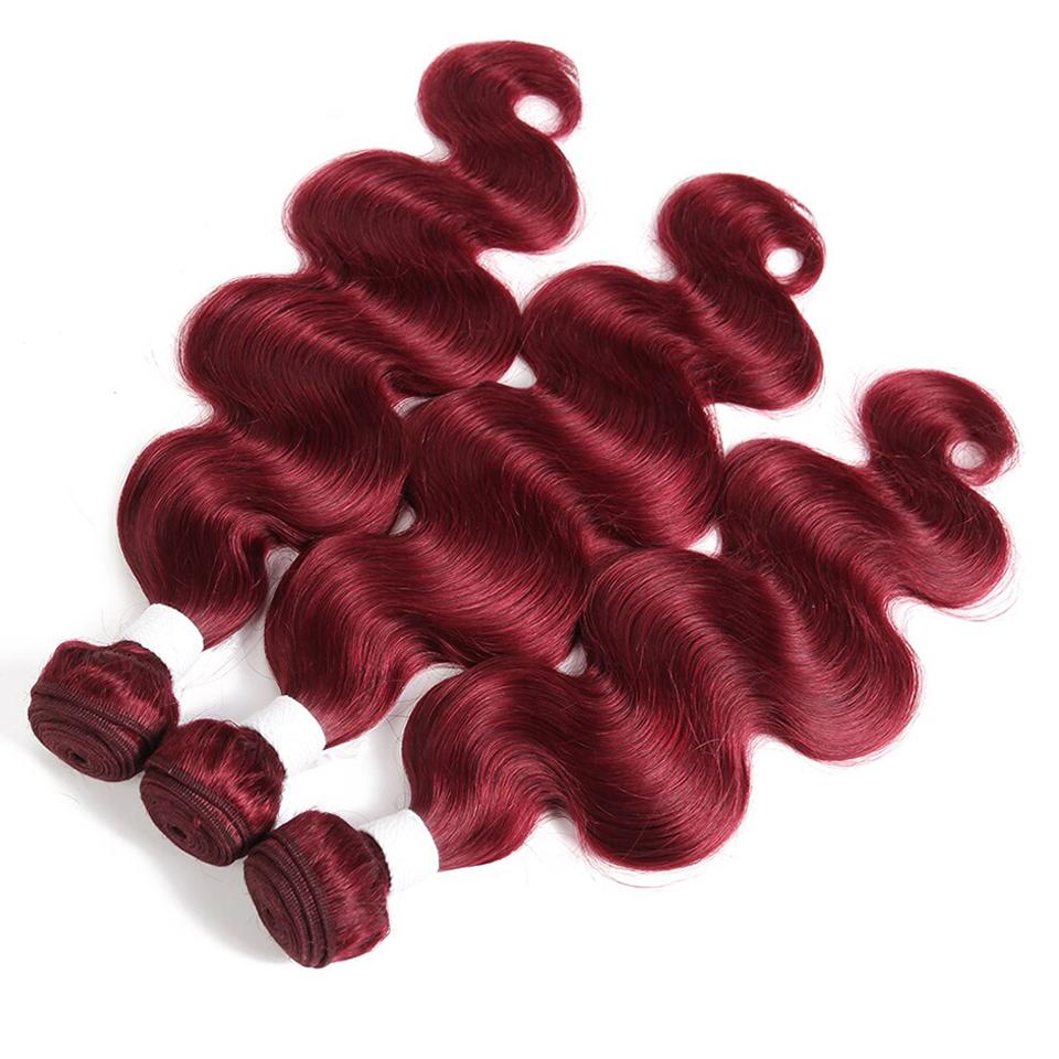 Dark Red Burg body wave 4 Bundles With 4x4 Lace Closure 100% Real Human Hair - Perismoda Hair