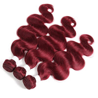 Dark Red Burg body wave 4 Bundles With 4x4 Lace Closure 100% Real Human Hair - Perismoda Hair