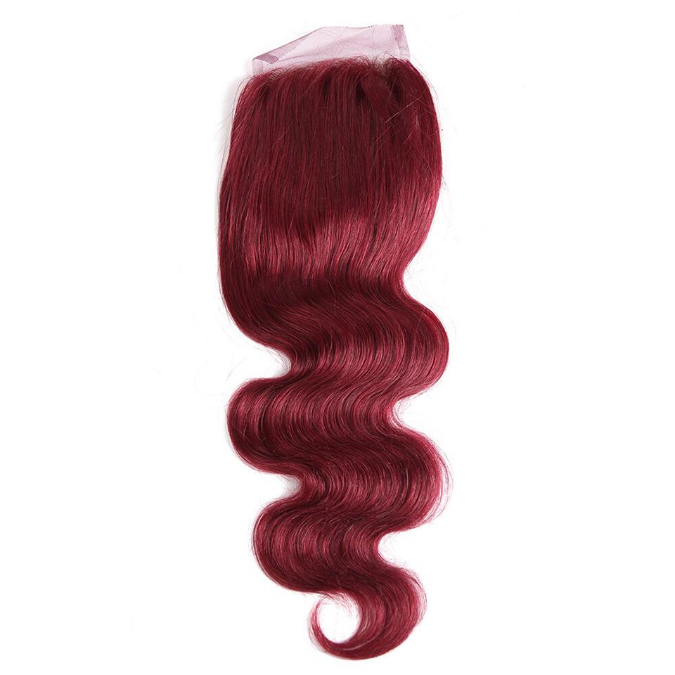 Dark Red Burg body wave 4 Bundles With 4x4 Lace Closure 100% Real Human Hair - Perismoda Hair