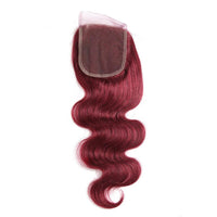 Dark Red Burg body wave 4 Bundles With 4x4 Lace Closure 100% Real Human Hair - Perismoda Hair