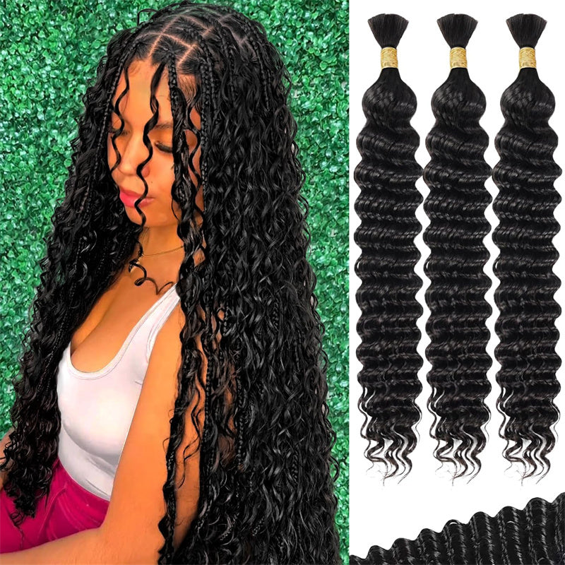 Perismoda Boho Braids Human Hair Deep Wave Bulk Human Hair for Braiding No Weft 1PC