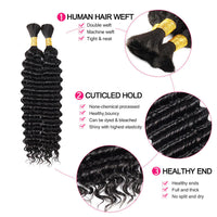 Perismoda Boho Braids Human Hair Deep Wave Bulk Human Hair for Braiding No Weft 1PC