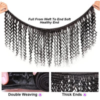 Deep Wave 3 Bundles with 4x4 Lace Closure with Baby Hair Natural Color - Perismoda Hair