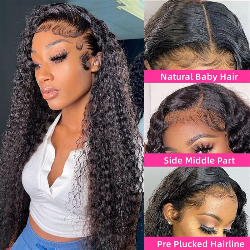 Deep Wave 3 Bundles with 4x4 Lace Closure with Baby Hair Natural Color - Perismoda Hair