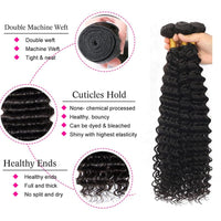 Deep Wave 3 Bundles with 4x4 Lace Closure with Baby Hair Natural Color - Perismoda Hair