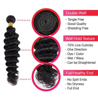 Deep Wave Brazilian Hair Bundles With 13x4 Lace Frontal - Perismoda Hair