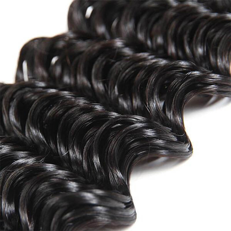 Deep Wave Brazilian Hair Bundles With 13x4 Lace Frontal - Perismoda Hair
