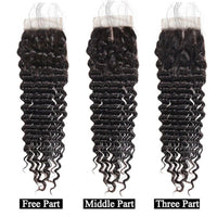 Deep Wave Human Hair Bundles with Closure Brazilian Hair 4 Bundles with 4x4 Lace Closure - Perismoda Hair