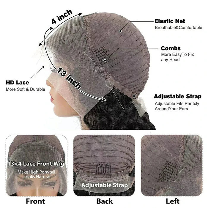 Perismoda Short Bob Straight Wig 13x4 Transparent Lace Front 100% Human Hair Bob Wigs