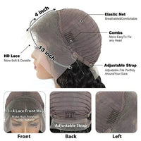 Perismoda Short Bob Straight Wig 13x4 Transparent Lace Front 100% Human Hair Bob Wigs