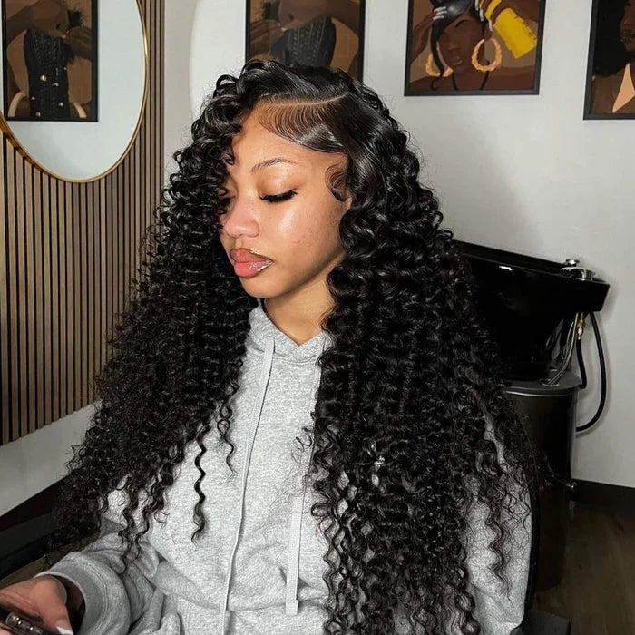 Perismoda 13X6 Deep Wave Lace Frontal Wigs Human Hair Natural Black Invisible HD Lace Wig Super Sale