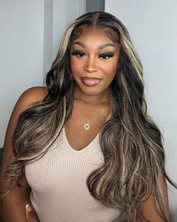 Perismoda 1B/27 Highlight Colored Body Wave Human Hair 13x4 Lace Front Wigs