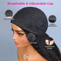 Perismoda 3 In 1  Wear Go Half Wig Invisible Hairline Kinky Straight Flip Over Wig Glueless For Beginner Fridenly