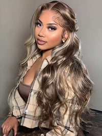 Perismoda 1B/27 Highlight Colored Body Wave Human Hair 13x4 Lace Front Wigs