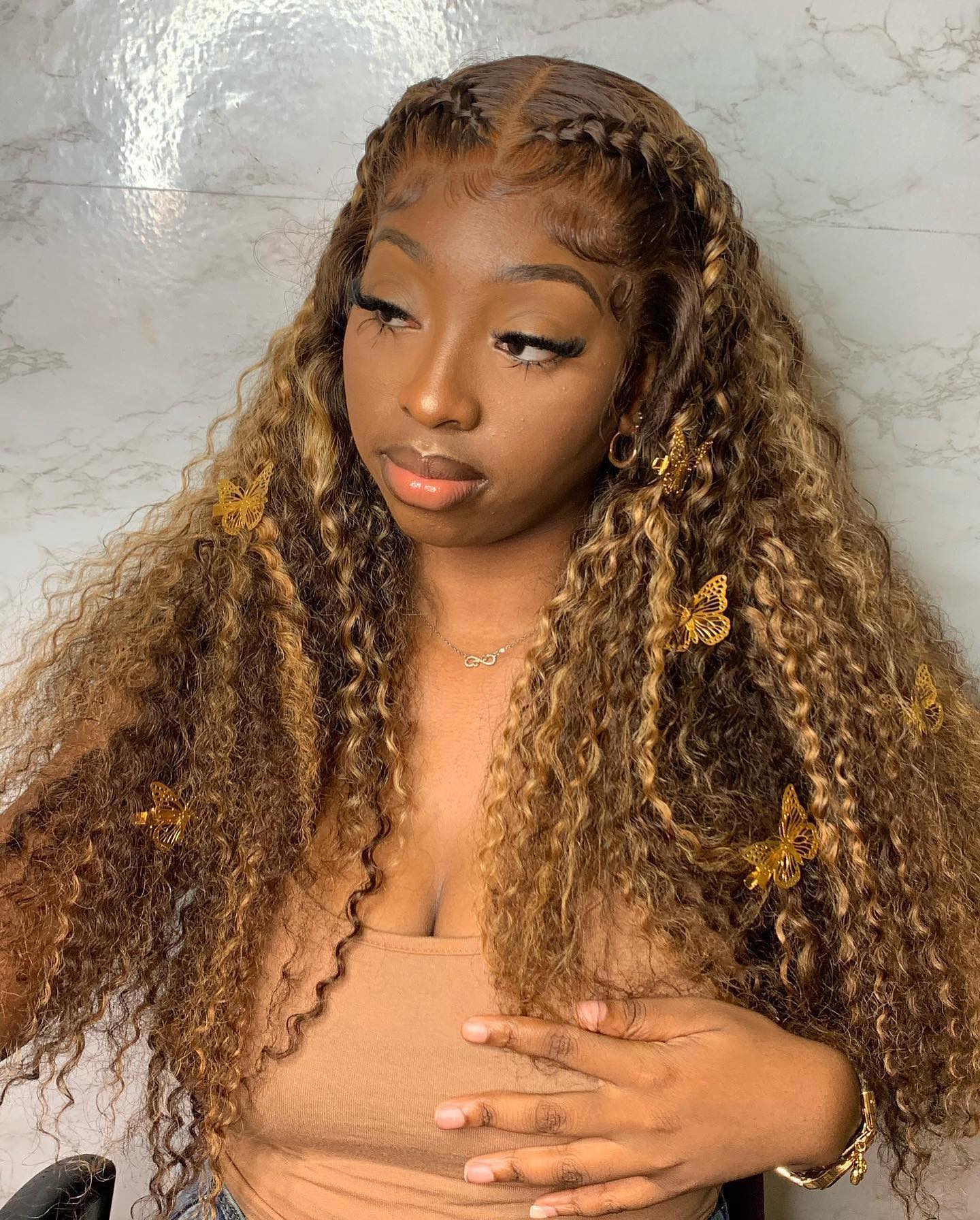 Perismoda Brown and Blonde Highlight Deep Wave  Wig 13x4 HD Lace Front Wigs Human Hair