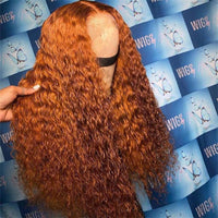 Ginger Orange 13x6 Colored Water Wave Transparent Lace Front Wigs For Black Women 180% Density - Perismoda Hair