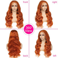 Ginger Orange Lace Front Wigs 13x6 Body Wave Frontal Wigs Human Hair Pre Plucked Transparent Lace Wig - Perismoda Hair