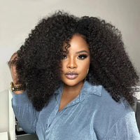 Perismoda 3 In 1 Half Wig Afro Kinky Curl Wear & Go Drawsting Wig No Glue Need Flip Over Half Clip In Wig